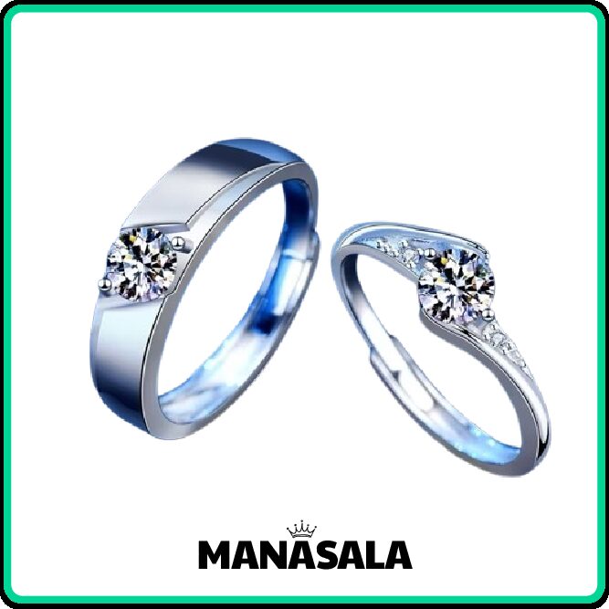 Nhẫn bạc cặp đôi đính kim cương Moissanite cao cấp