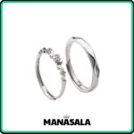 Nhẫn đôi bạc MANASALA hồ điệp uyên ương đính đá gắn kết