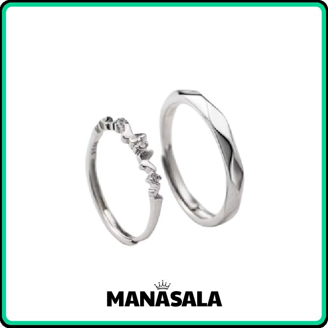 Nhẫn đôi bạc MANASALA hồ điệp uyên ương đính đá gắn kết