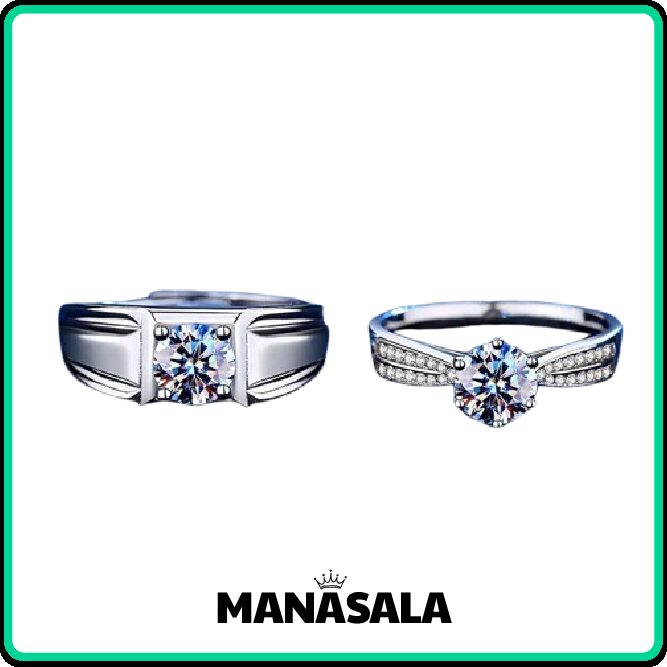 Nhẫn bạc cặp đôi MANASALA S925 đính kim cượng Moissanite cao cấp Beloved
